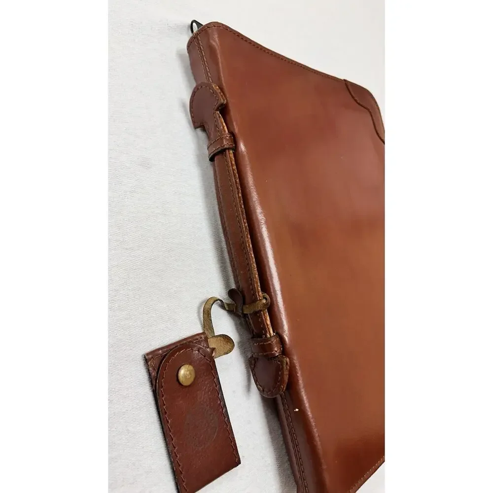 VTG Brown Top Grain Leather Folder Portfolio Document Holder Zip 14” X 11” Zip